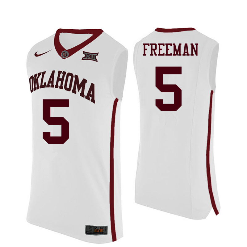 Oklahoma Sooners #5 Matt Freeman College Basketball Jerseys-White